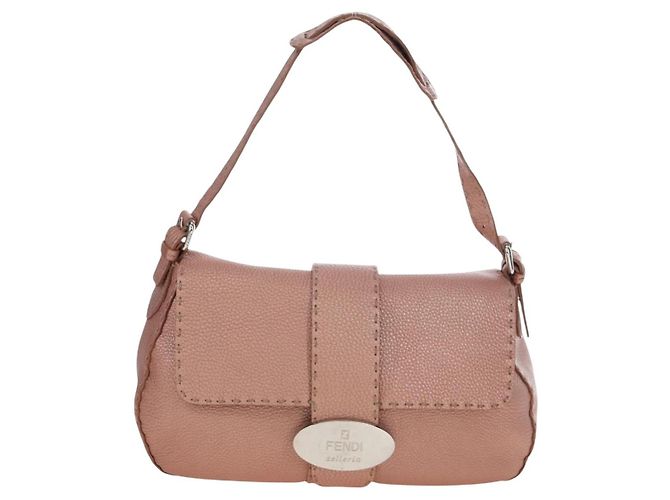 FENDI Celeria Baguette Shoulder Bag Leather Pink Silver - vista 13