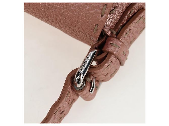 FENDI Celeria Baguette Shoulder Bag Leather Pink Silver - vista 18