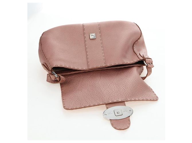 FENDI Celeria Baguette Shoulder Bag Leather Pink Silver - vista 19