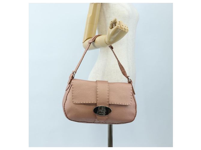 FENDI Celeria Baguette Shoulder Bag Leather Pink Silver - vista 26