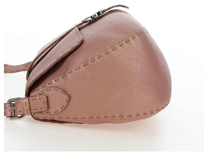FENDI Celeria Baguette Shoulder Bag Leather Pink Silver - vista 3
