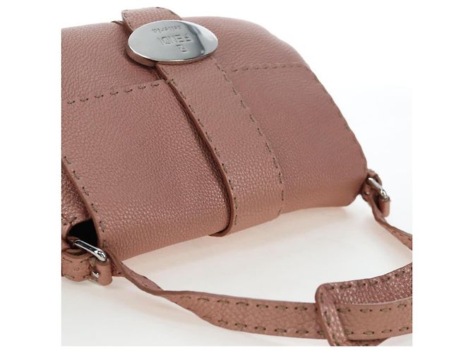 FENDI Celeria Baguette Shoulder Bag Leather Pink Silver - vista 6