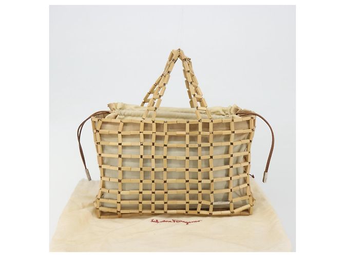 Salvatore Ferragamo Hand Bag Canvas Beige Silver - vista 23