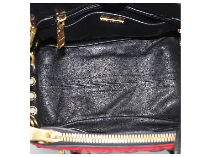 Miu Miu Hand Bag Leather 2way Black Gold Tone - vista 11