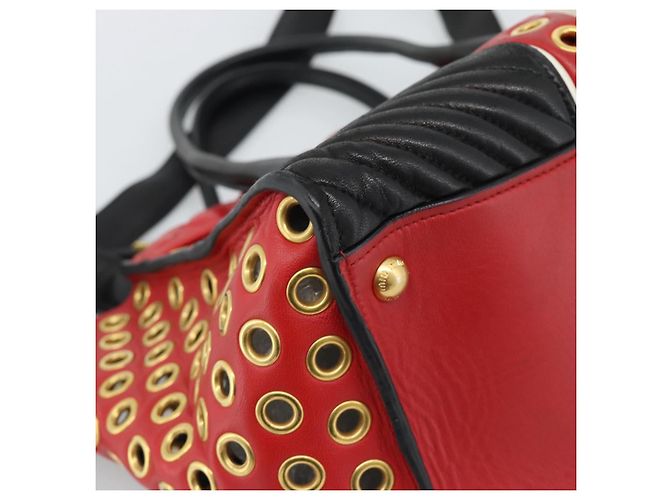 Miu Miu Hand Bag Leather 2way Black Gold Tone - vista 17