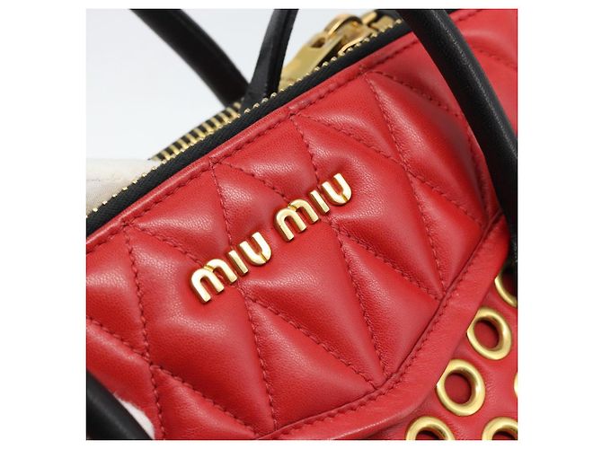 Miu Miu Hand Bag Leather 2way Black Gold Tone - vista 18