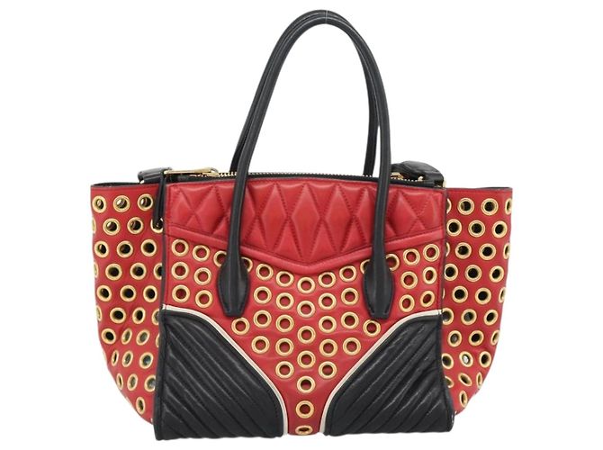 Miu Miu Hand Bag Leather 2way Black Gold Tone - vista 2