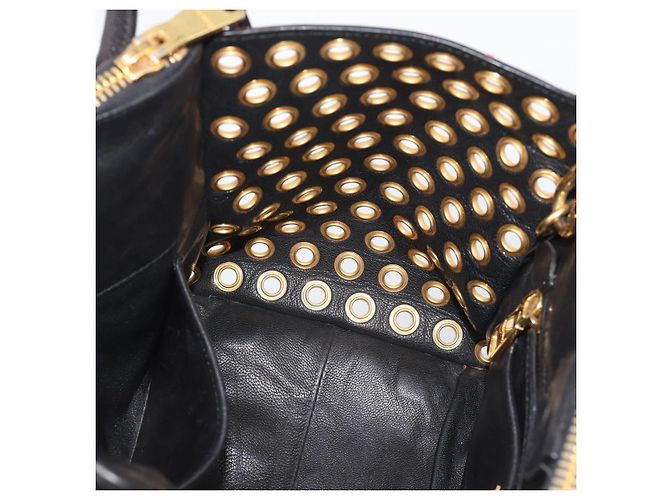 Miu Miu Hand Bag Leather 2way Black Gold Tone - vista 21