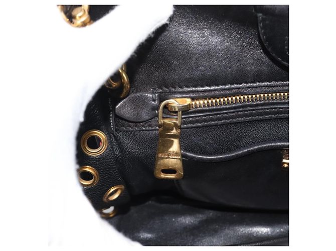 Miu Miu Hand Bag Leather 2way Black Gold Tone - vista 22