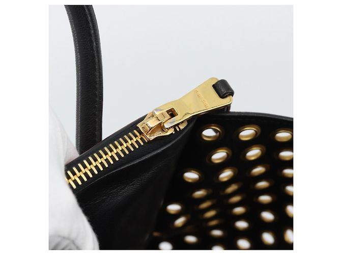 Miu Miu Hand Bag Leather 2way Black Gold Tone - vista 26