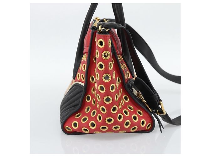 Miu Miu Hand Bag Leather 2way Black Gold Tone - vista 3