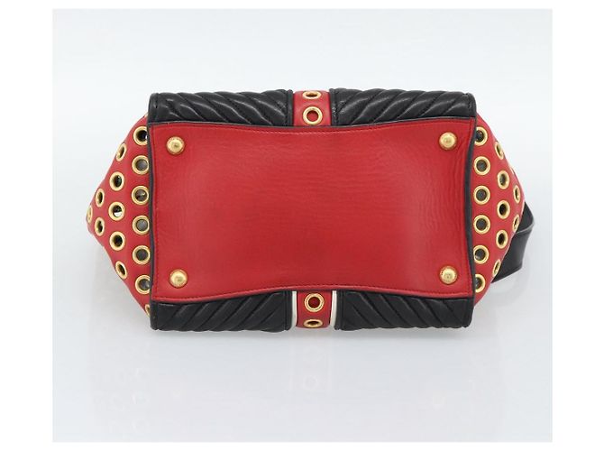 Miu Miu Hand Bag Leather 2way Black Gold Tone - vista 5
