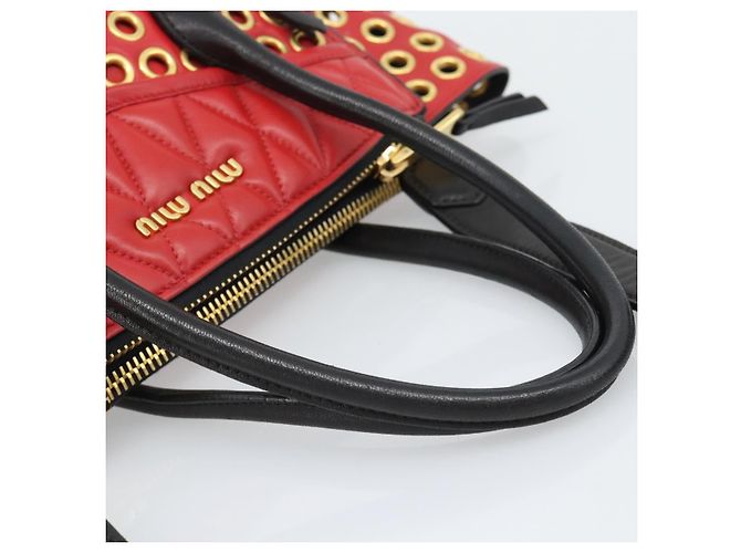 Miu Miu Hand Bag Leather 2way Black Gold Tone - vista 7