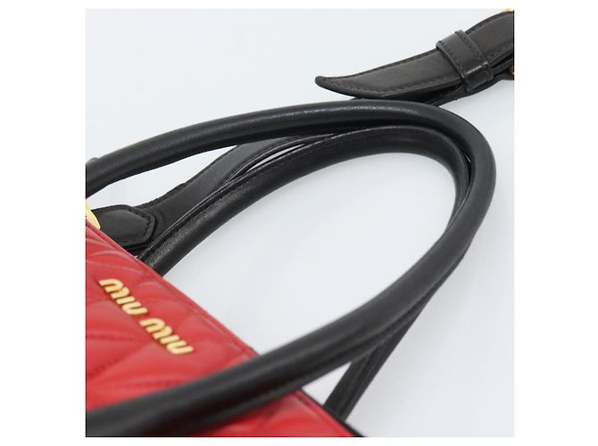 Miu Miu Hand Bag Leather 2way Black Gold Tone - vista 8