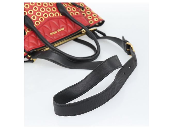 Miu Miu Hand Bag Leather 2way Black Gold Tone - vista 9