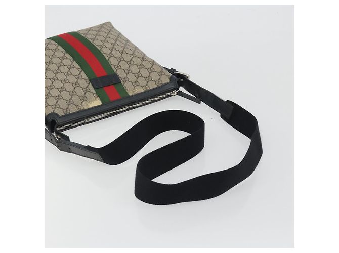 GUCCI GG Supreme Web Sherry Line Shoulder Bag Beige Silver 337111 - vista 7