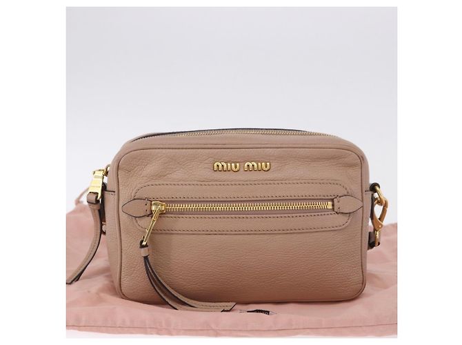 Miu Miu Shoulder Bag Leather Beige Gold - vista 12