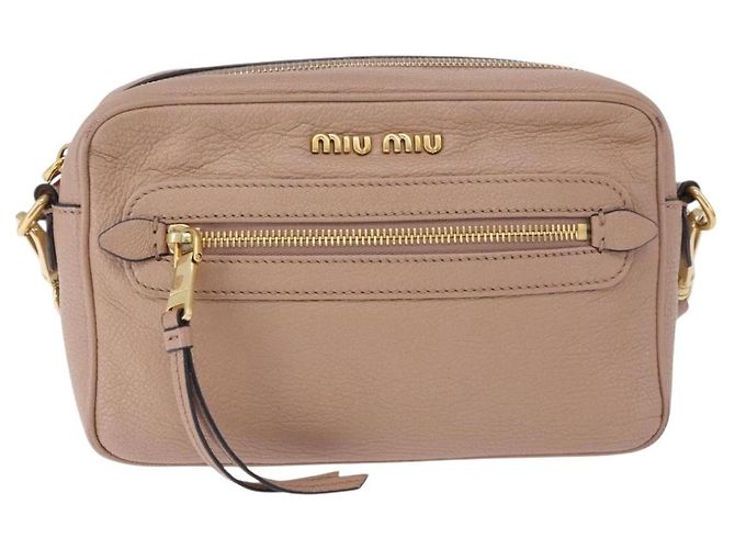 Miu Miu Shoulder Bag Leather Beige Gold - vista 13