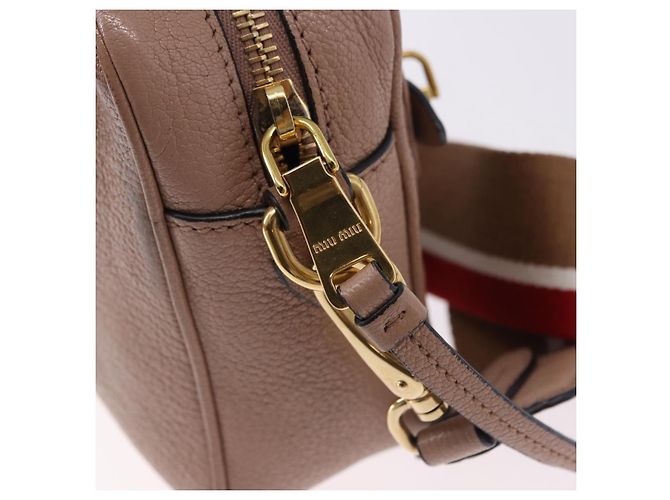 Miu Miu Shoulder Bag Leather Beige Gold - vista 18