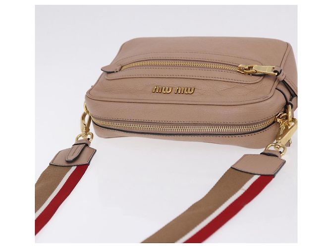 Miu Miu Shoulder Bag Leather Beige Gold - vista 6