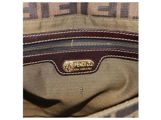 FENDI Zucca Canvas Shoulder Bag Brown Black - vista 11