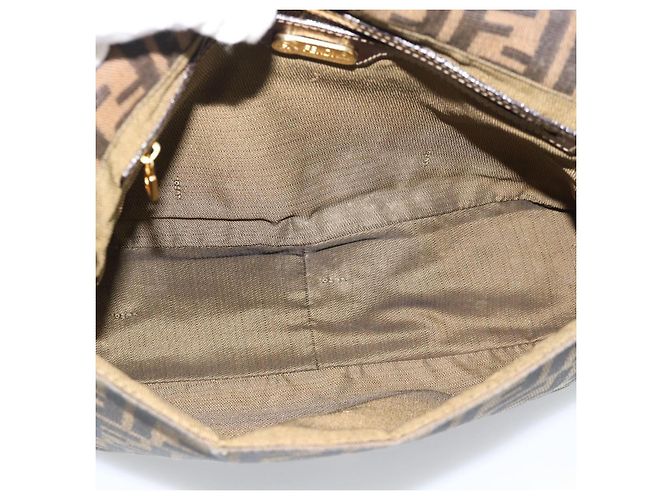 FENDI Zucca Canvas Shoulder Bag Brown Black - vista 12