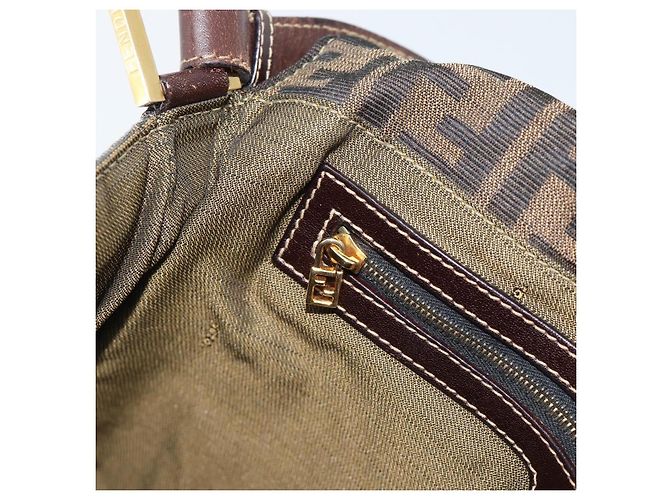 FENDI Zucca Canvas Shoulder Bag Brown Black - vista 19