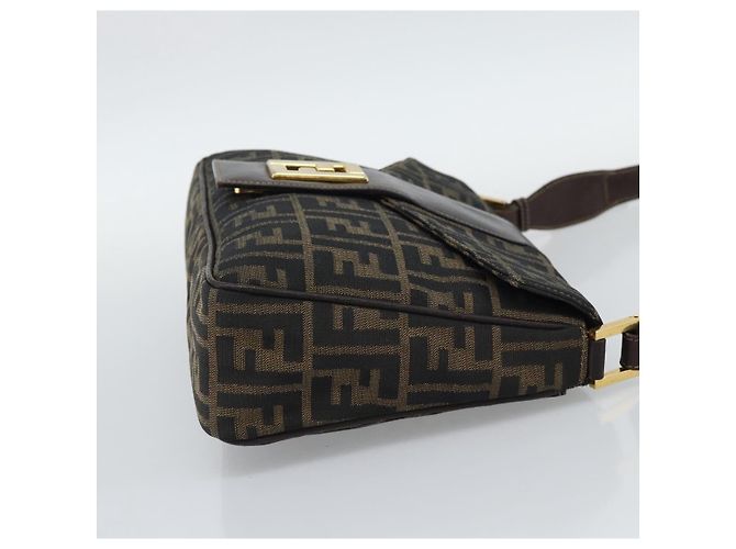 FENDI Zucca Canvas Shoulder Bag Brown Black - vista 4