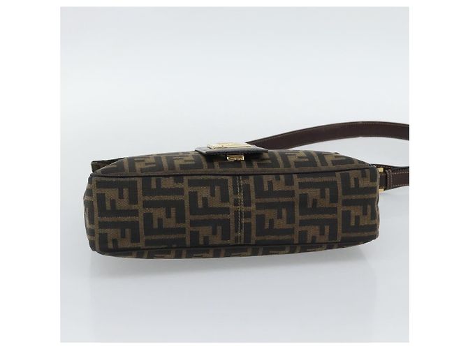 FENDI Zucca Canvas Shoulder Bag Brown Black - vista 5