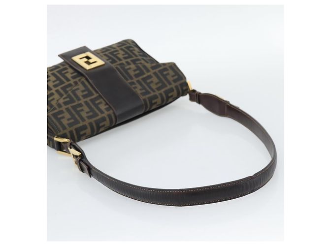 FENDI Zucca Canvas Shoulder Bag Brown Black - vista 7