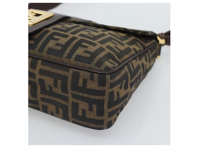 FENDI Zucca Canvas Shoulder Bag Brown Black - vista 9