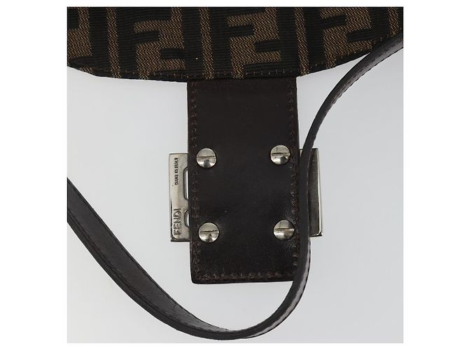 FENDI Zucca Canvas Mamma Baguette Shoulder Bag Brown Black - vista 10