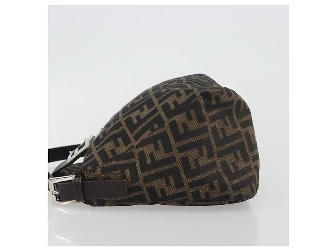 FENDI Zucca Canvas Mamma Baguette Shoulder Bag Brown Black - vista 4