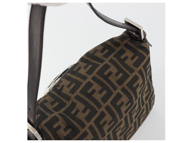 FENDI Zucca Canvas Mamma Baguette Shoulder Bag Brown Black - vista 6