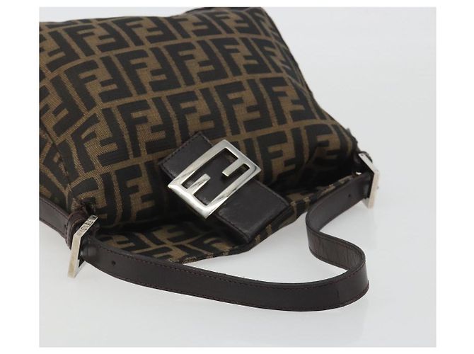 FENDI Zucca Canvas Mamma Baguette Shoulder Bag Brown Black - vista 7