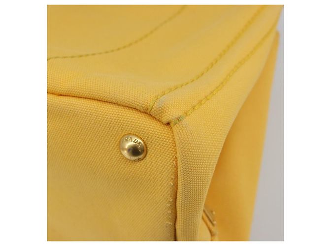 PRADA Canapa M Hand Bag Canvas Yellow Gold - vista 15