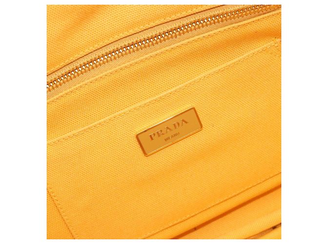 PRADA Canapa M Hand Bag Canvas Yellow Gold - vista 18