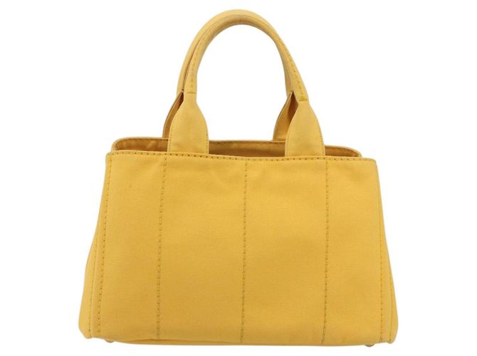 PRADA Canapa M Hand Bag Canvas Yellow Gold - vista 2