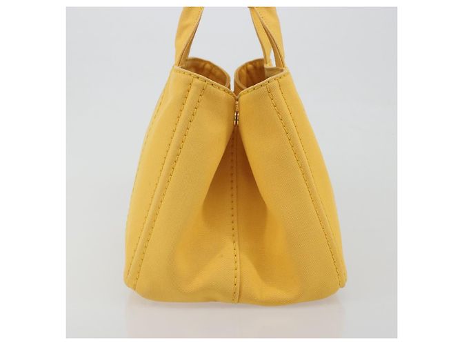 PRADA Canapa M Hand Bag Canvas Yellow Gold - vista 3