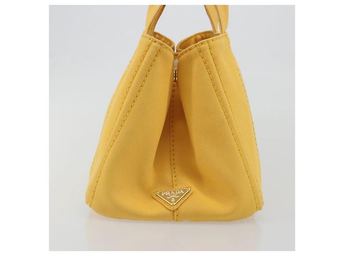 PRADA Canapa M Hand Bag Canvas Yellow Gold - vista 4