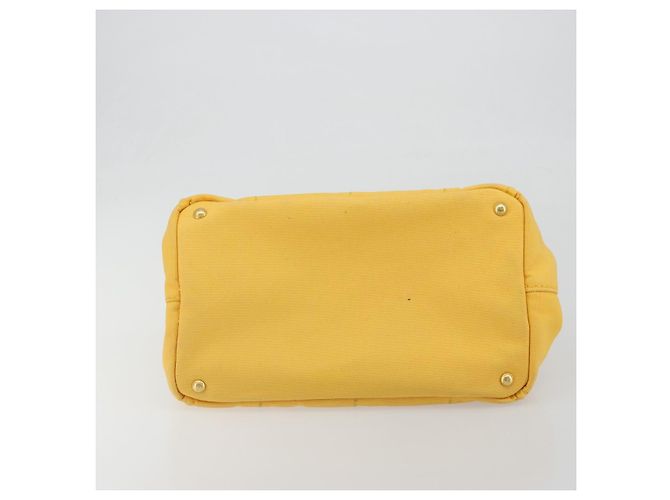 PRADA Canapa M Hand Bag Canvas Yellow Gold - vista 5