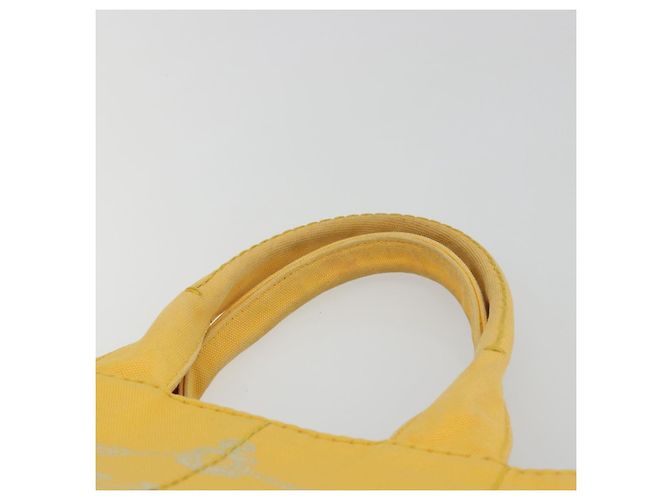 PRADA Canapa M Hand Bag Canvas Yellow Gold - vista 8