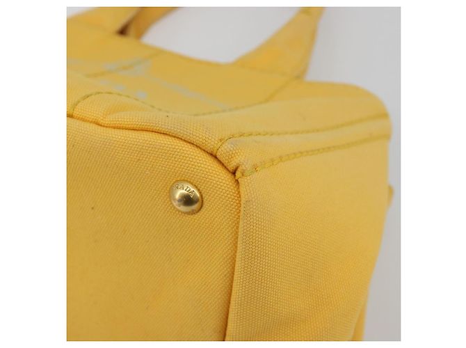 PRADA Canapa M Hand Bag Canvas Yellow Gold - vista 9