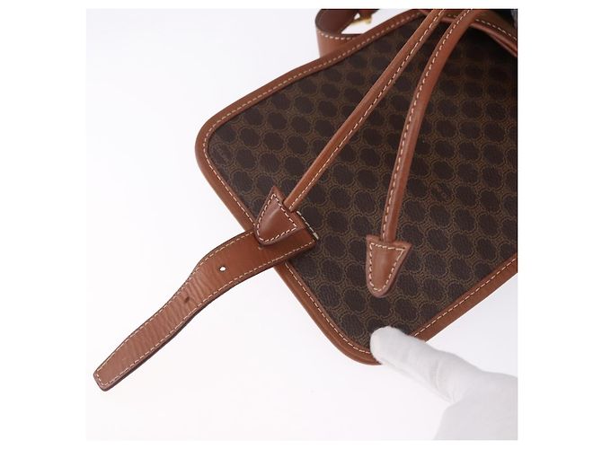 Céline CELINE Macadam Canvas Backpack PVC Leather Brown Gold - vista 10