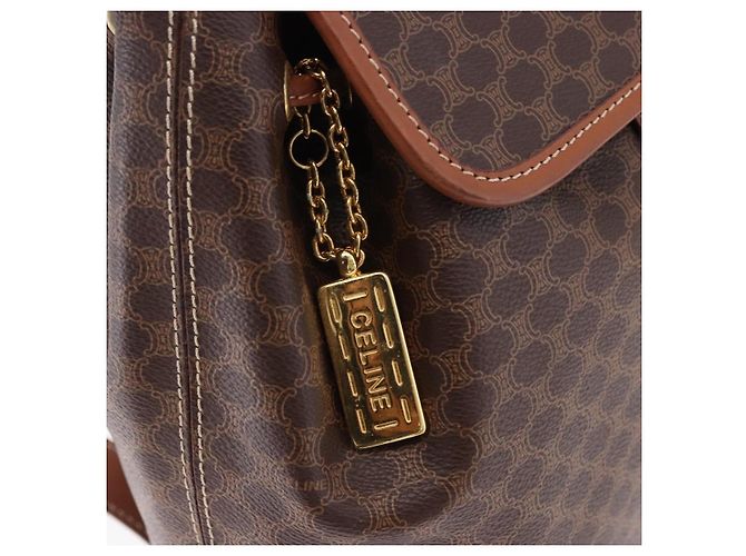 Céline CELINE Macadam Canvas Backpack PVC Leather Brown Gold - vista 19