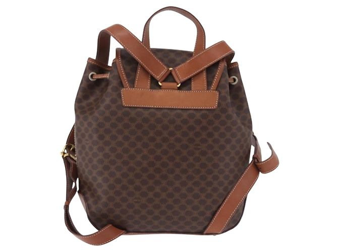 Céline CELINE Macadam Canvas Backpack PVC Leather Brown Gold - vista 2