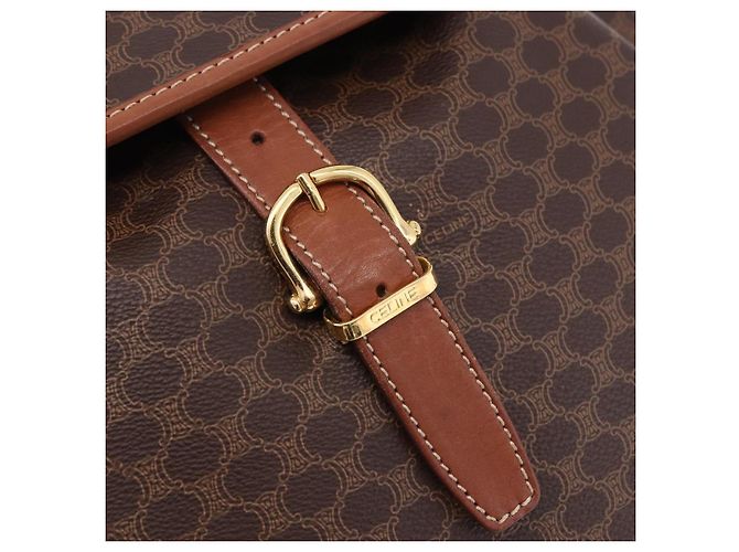 Céline CELINE Macadam Canvas Backpack PVC Leather Brown Gold - vista 20