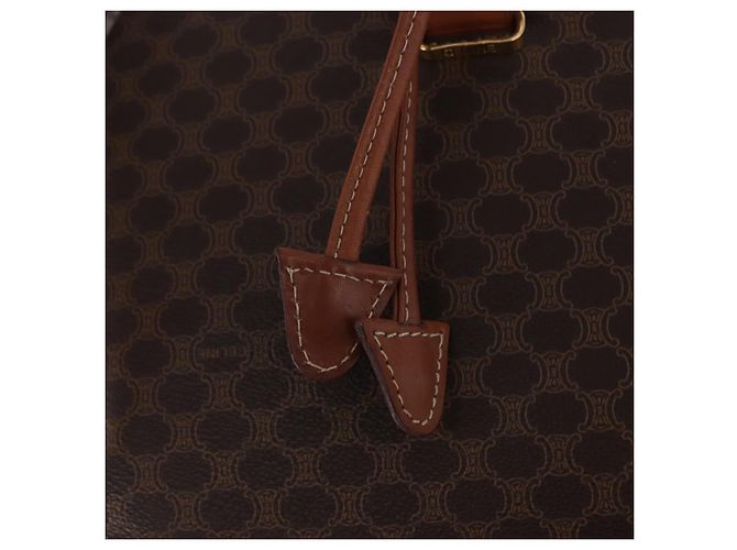 Céline CELINE Macadam Canvas Backpack PVC Leather Brown Gold - vista 21