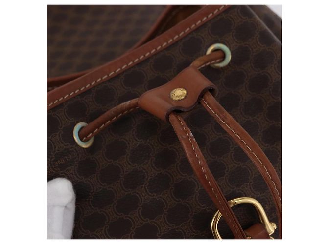 Céline CELINE Macadam Canvas Backpack PVC Leather Brown Gold - vista 22