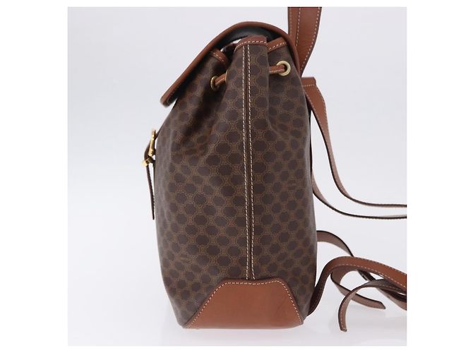 Céline CELINE Macadam Canvas Backpack PVC Leather Brown Gold - vista 3